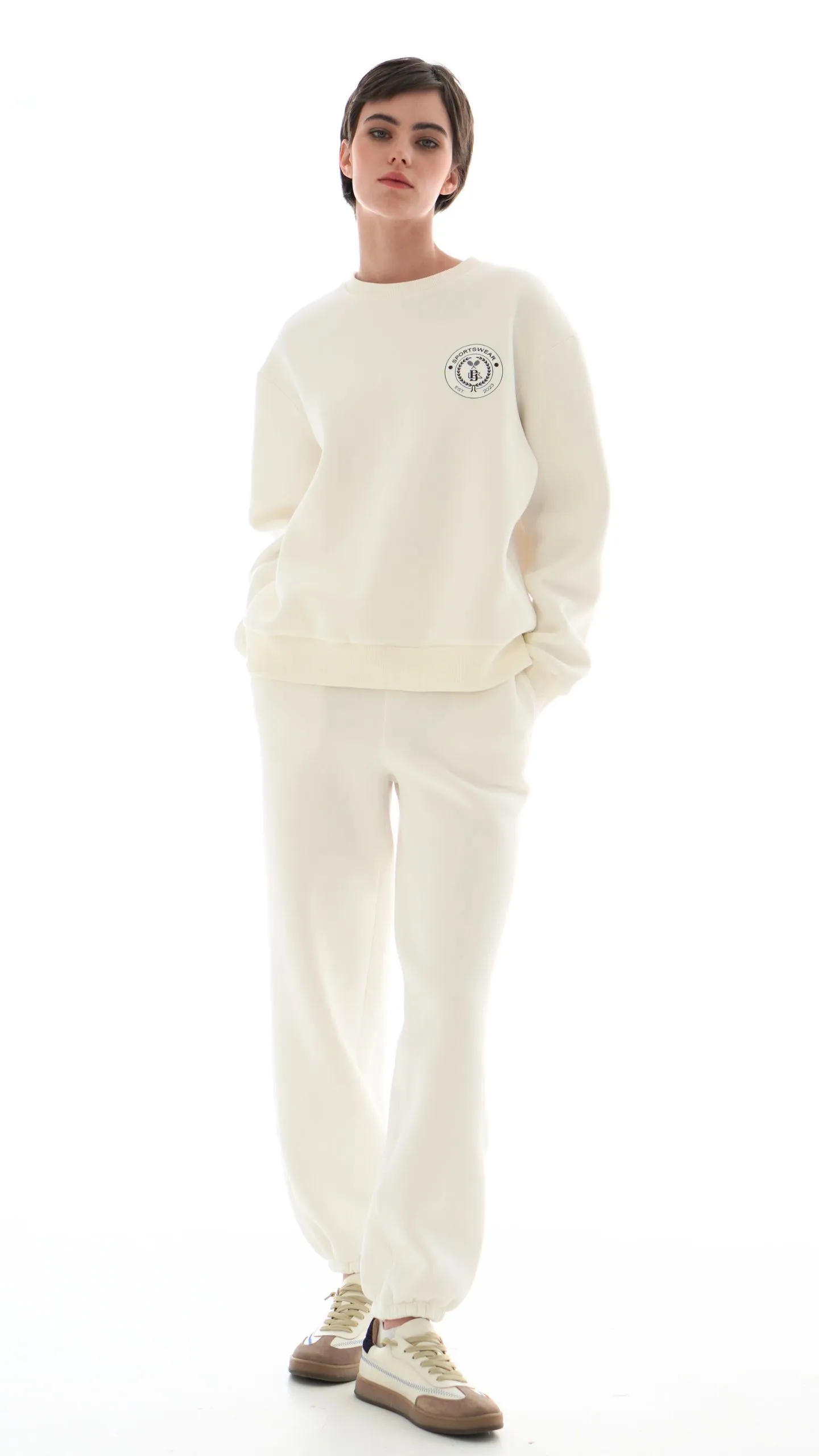 Спортивний костюм на флісі зі світшотом з логотипом