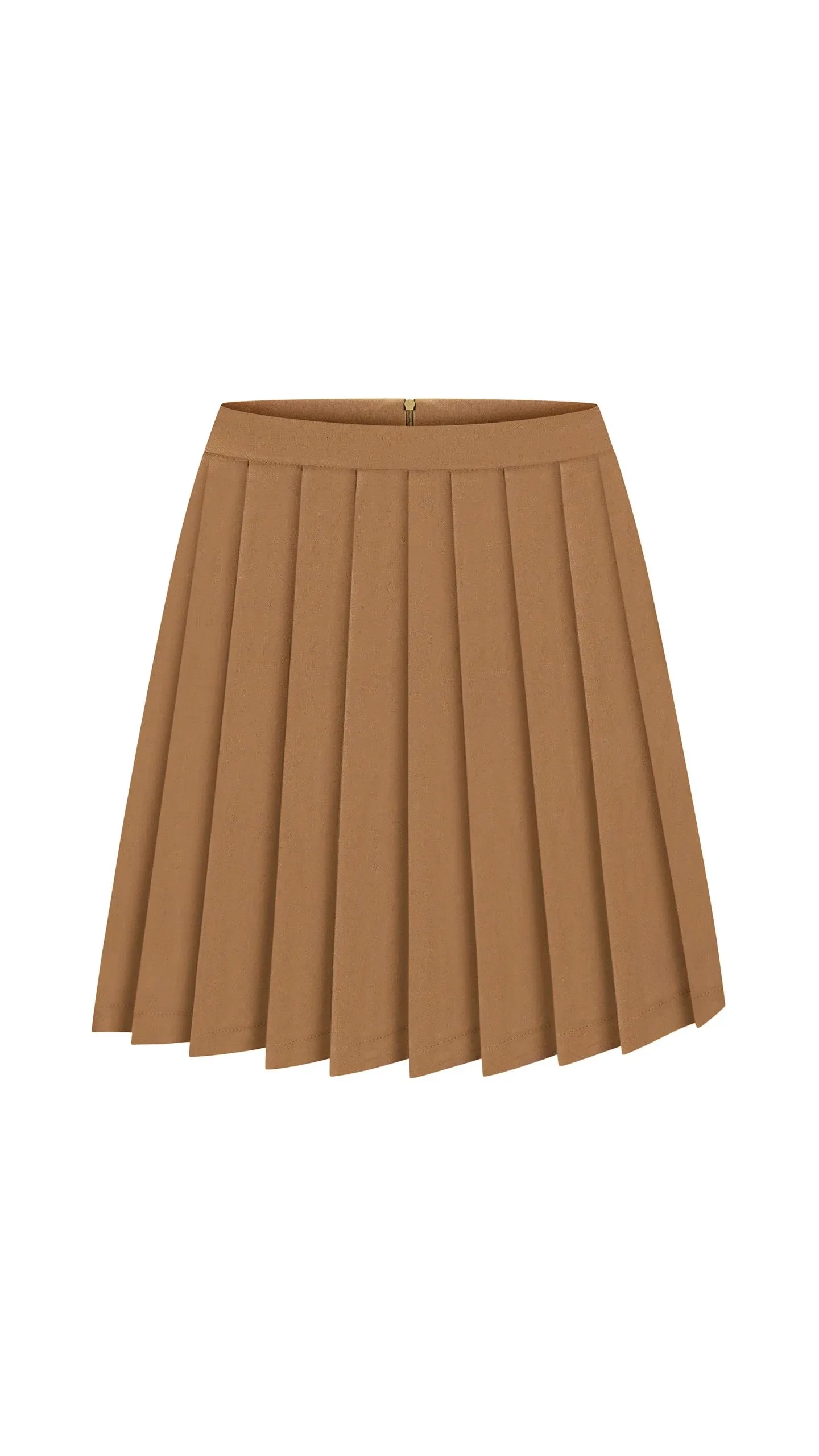 Бежева плісирована спідниця міді на білому фоні — BOKO