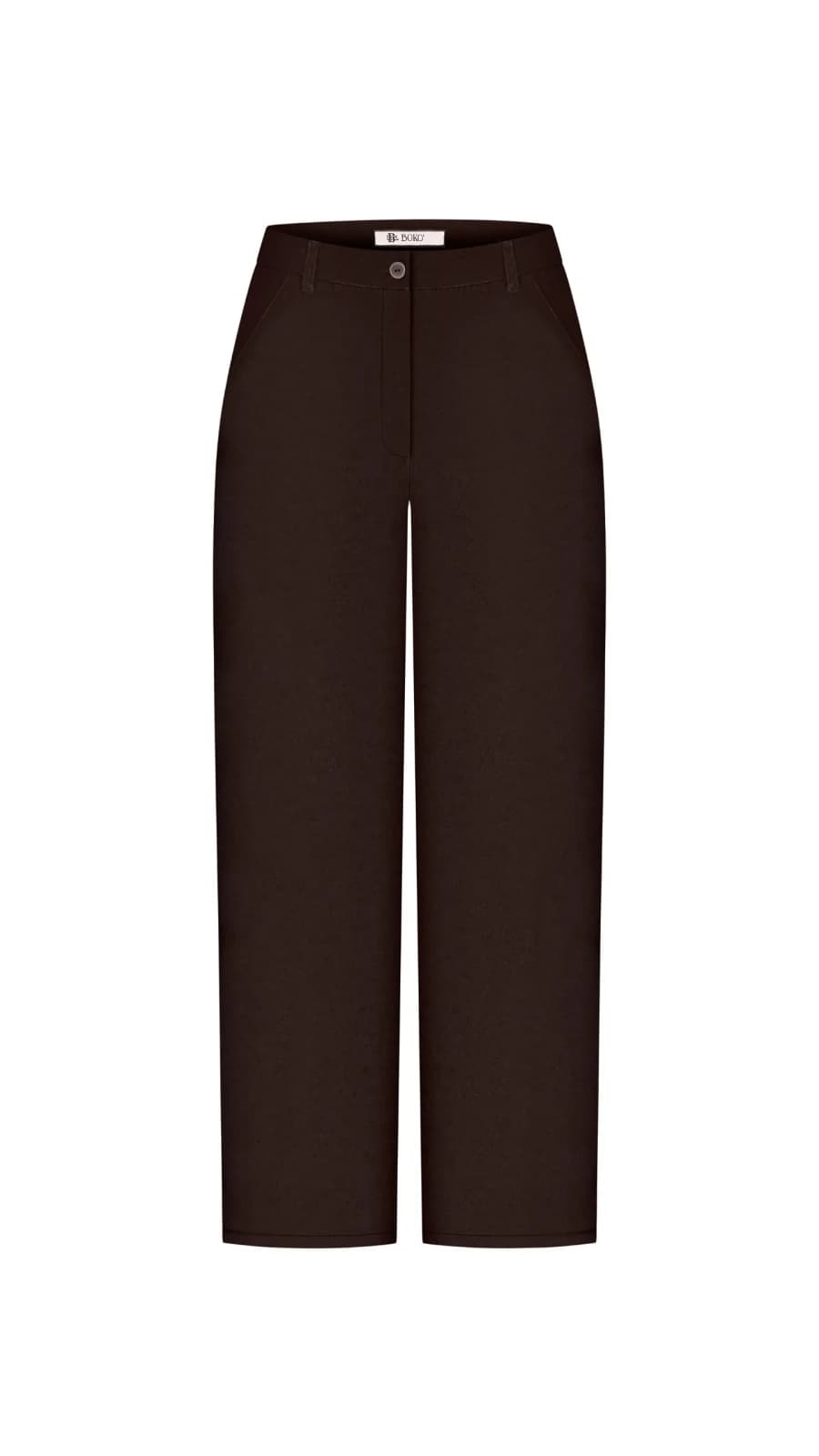 Шоколадні вельветові штани жіночі на білому фоні — BOKO (зображення 1 з 3)