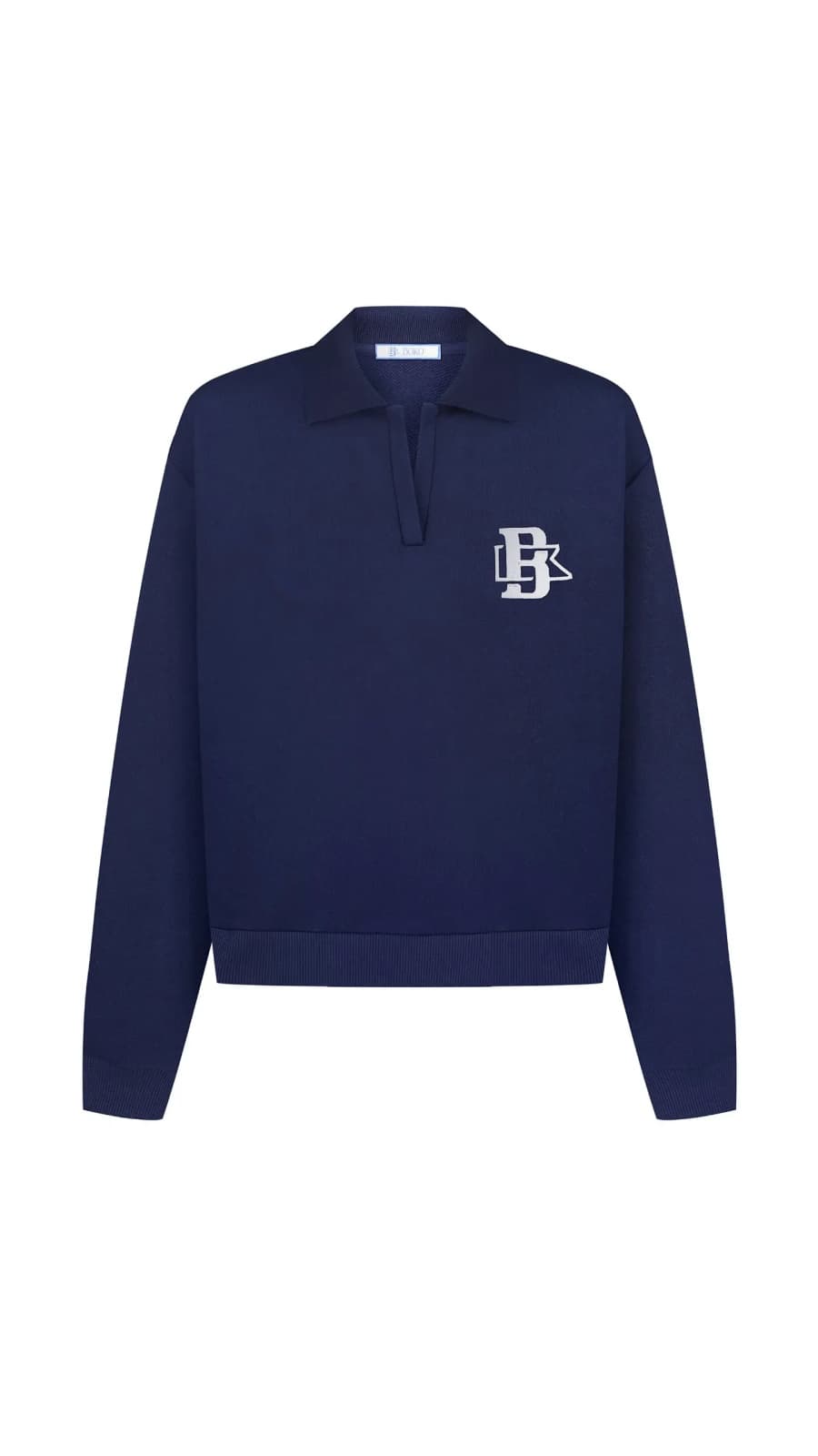 Синя кофта поло з комірцем BOKO — вигляд спереду на білому фоні (зображення 1 з 3)