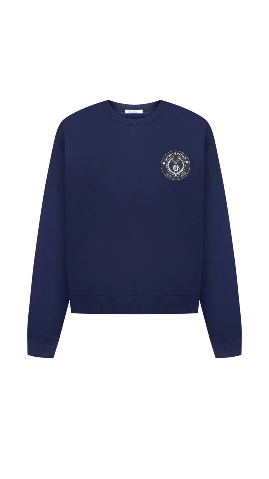 Світшот темно-синій з логотипом BOKO на грудях — фото на білому фоні (зображення 1 з 12)