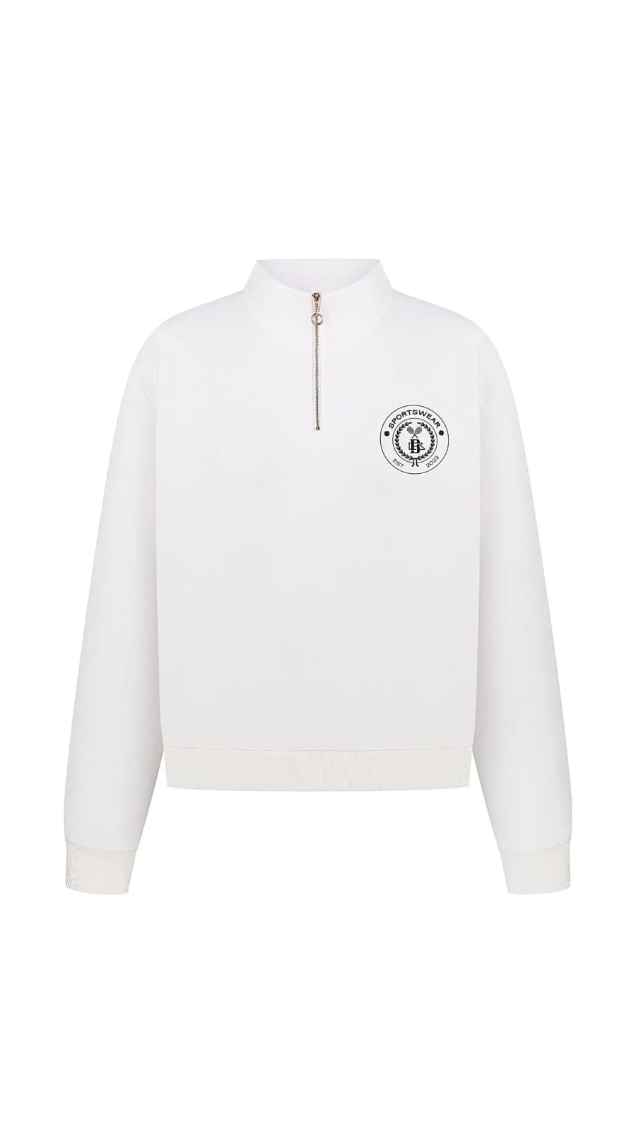 Світшот із коміром-стійкою на блискавці, молочний колір — фронтальний пакшот (зображення 1 з 16)